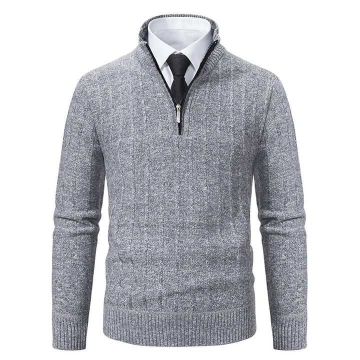 Herren modischer Strickpullover mit Reißverschluss und hohem Kragen Drune