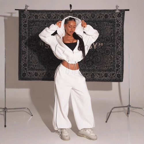 Damen Sportliche Oversized Loungewear mit reflektierenden Details Drune