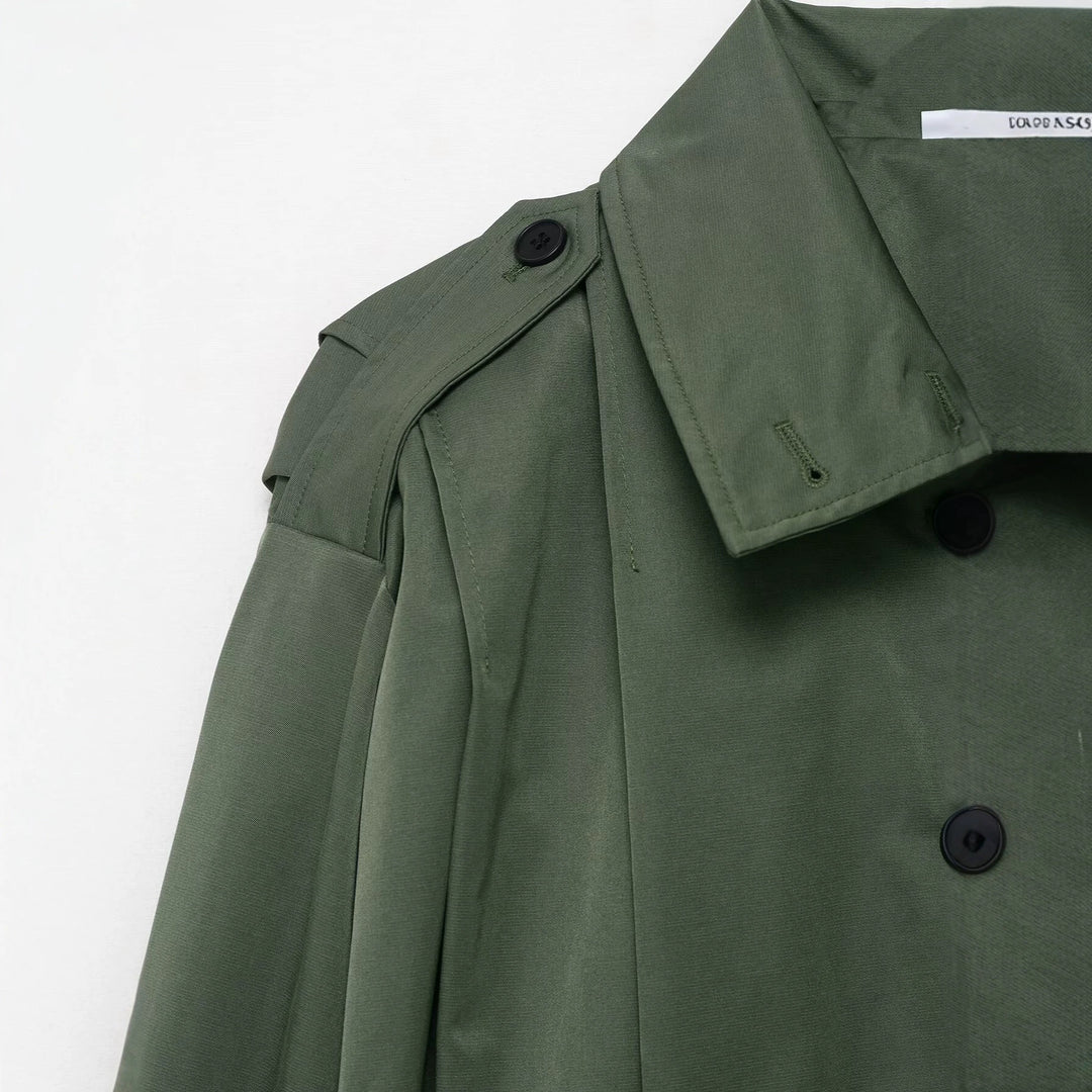 Damen Cropped-Boxy-Trenchjacke im Utility-Look mit Epauletten und weitem Manschettenärmel Drune