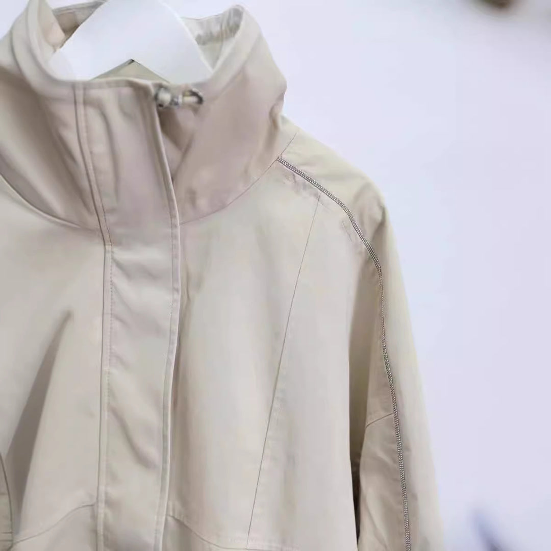 Damen Modische Freizeitjacke mit hohem Kragen Drune