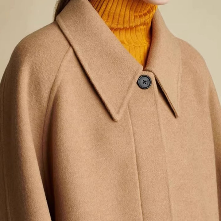Damen Oversized Wollmantel mit modernem Kragen Drune