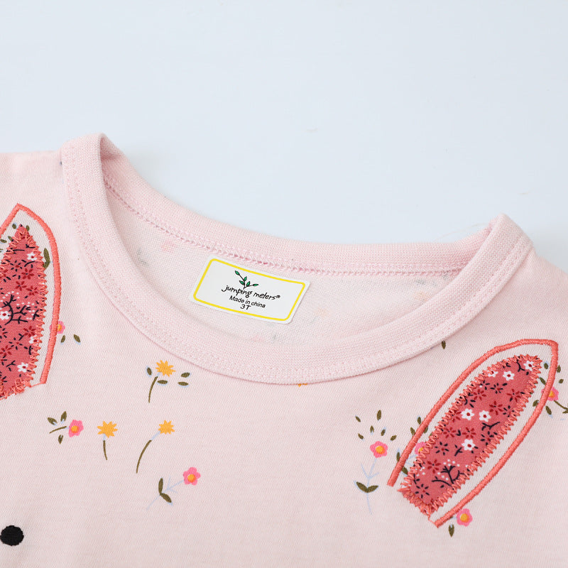 Mädchen Tüllkleid mit Hasenmotiv und floralen Applikationen Drune