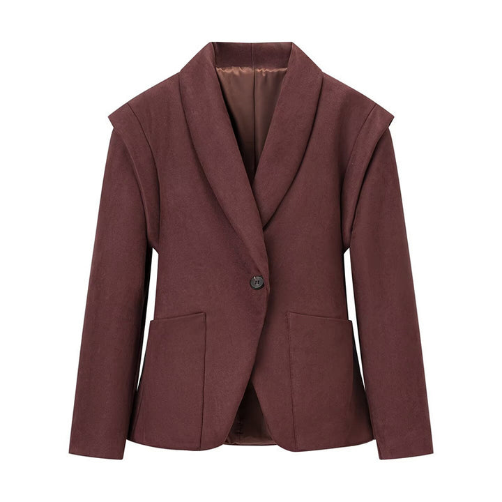 Damen elegante Wildlederimitatblazer mit tailliertem Schnitt und doppeltem Knopfverschluss Drune