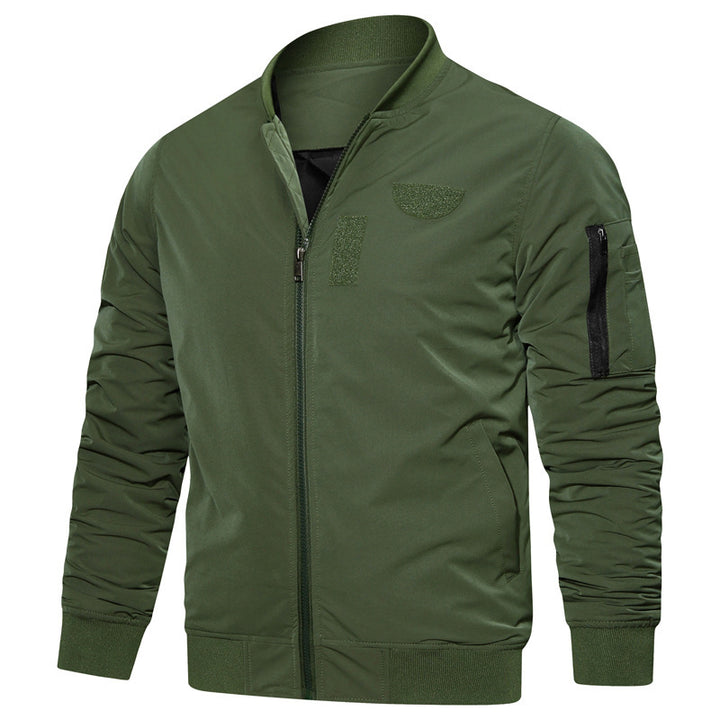 Herren leichter Nylon‑Bomber mit minimalistischem Stehkragen, Ärmel‑Organizer und windabweisender Shell Drune