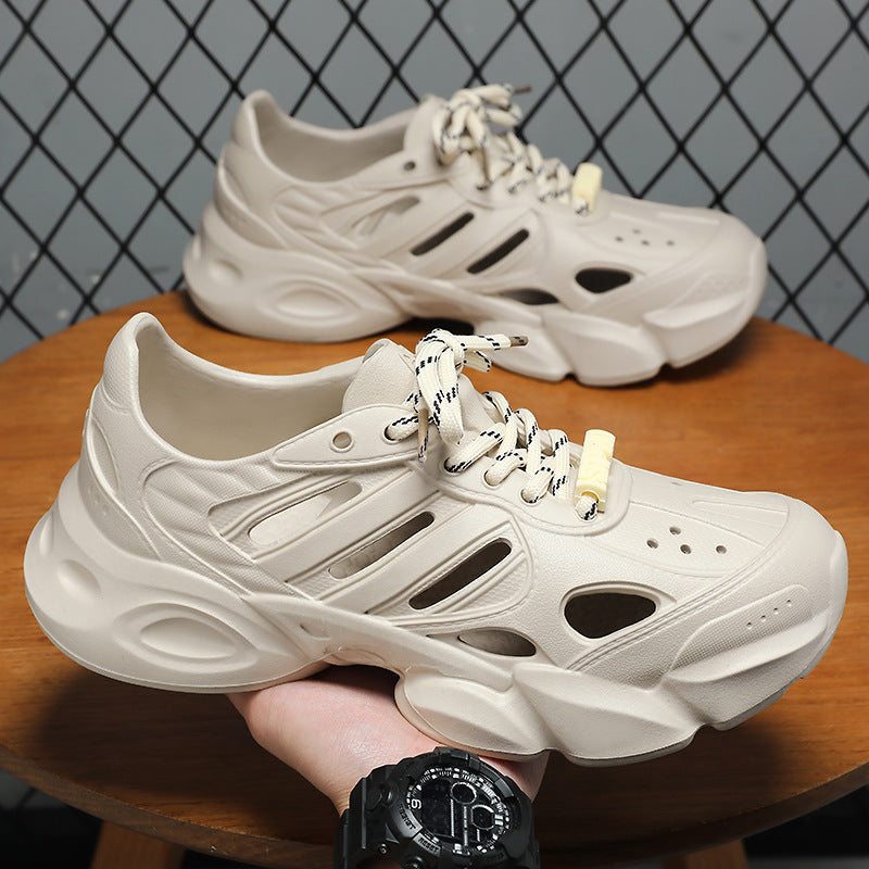 Herren nan futuristischer atmungsaktiver Cut-Out Plateau-Sneaker mit stoßdämpfender EVA-Sohle und Schnellverschluss Drune