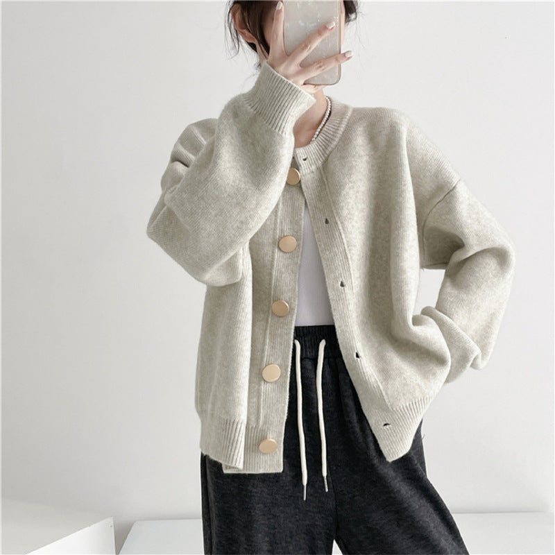 Damen Strickjacke mit großen Knopfdetails und lässigem Schnitt Drune