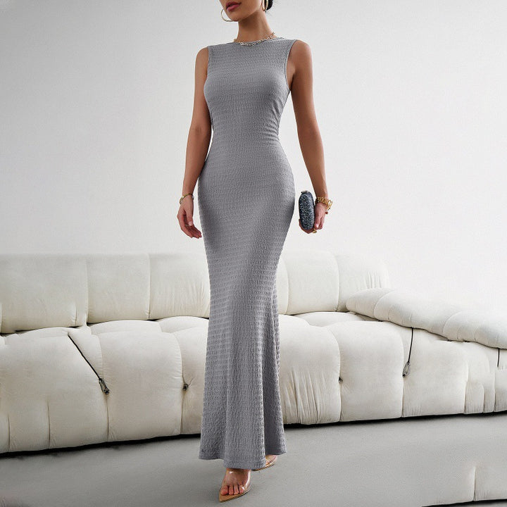 Damen Elegantes Maxikleid mit formschmeichelnder Silhouette und unauffälligem Texturmuster Drune