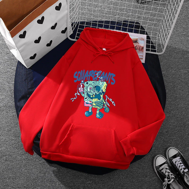 Damen nan weicher Oversize-Kapuzenpullover mit kawaii Pilzfrosch-Print, Kängurutasche und gerippten Bündchen Drune