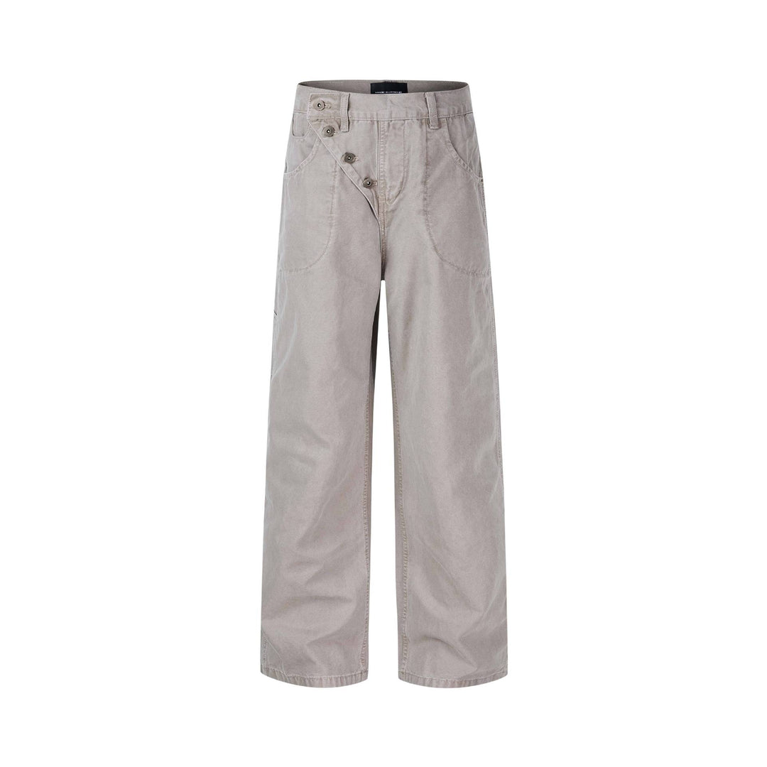 Damen High-Waist Culotte-Hose mit asymmetrischer Knopfleiste Drune