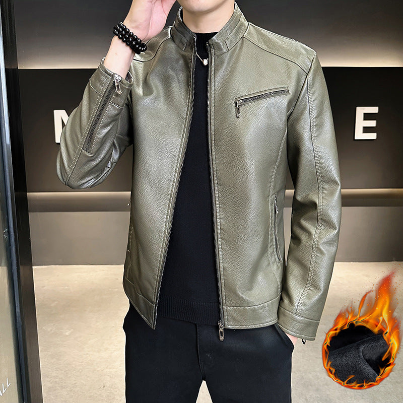 Herren Modische Kunstlederjacke mit praktischen Reißverschlusstaschen Drune 1788322121