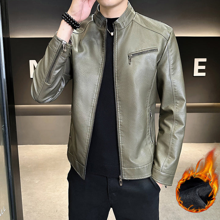 Herren Modische Kunstlederjacke mit praktischen Reißverschlusstaschen Drune 1788322121
