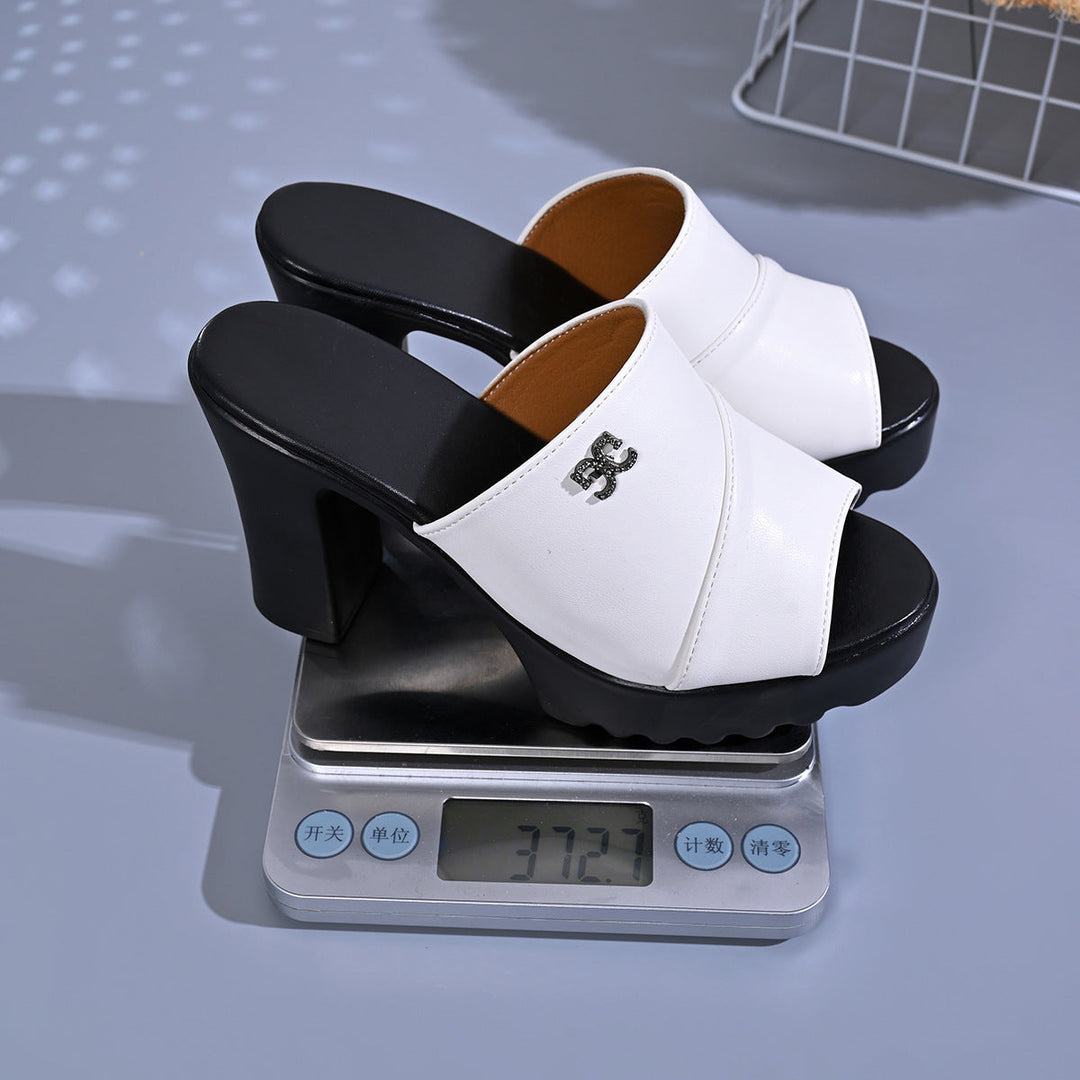 Damen Plateau-Pantoletten mit elegantem Riemendesign und bequemer Sohle Drune