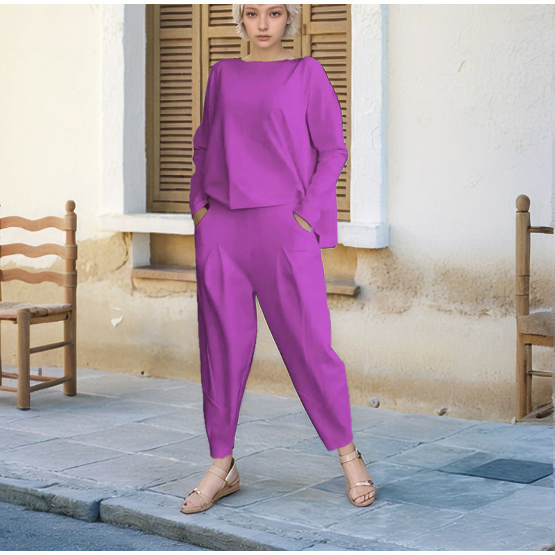 Damen Sportliches Sweat-Outfit mit elastischem Bund und geräumigen Taschen Drune