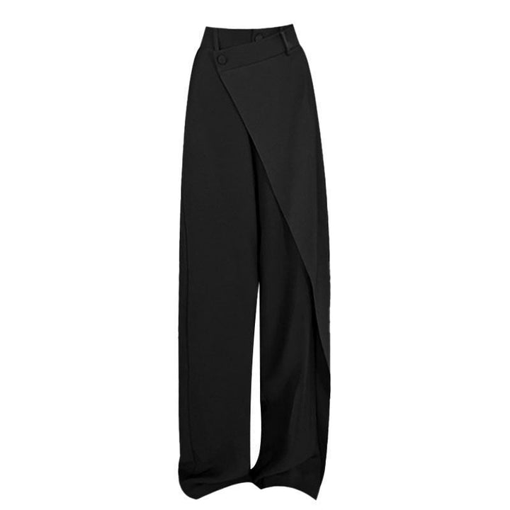 Damen elegante weit geschnittene Palazzo-Hose mit asymmetrischen Schnittdetails Drune
