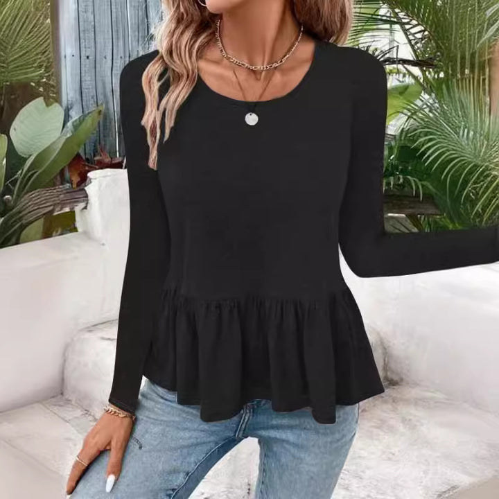 Damen Langarmshirt mit voluminösem Peplumschnitt Drune