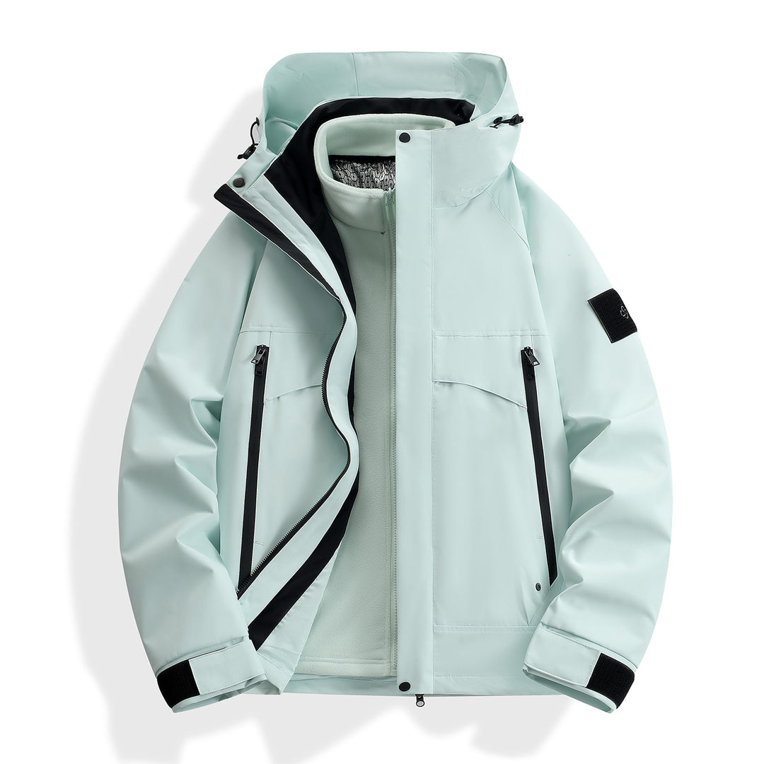 Damen wasserdichter modularer Parka mit abnehmbarer Fleece-Innenjacke und technischer Kapuze Drune