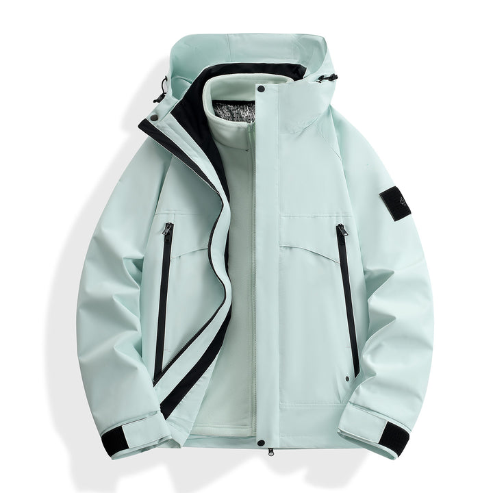 Damen wasserdichter modularer Parka mit abnehmbarer Fleece-Innenjacke und technischer Kapuze Drune
