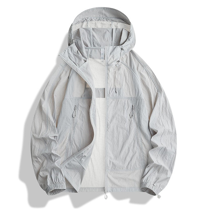 Herren Ultraleichte Kapuzen‑Windjacke mit Packfunktion, Meshfutter & Reißverschlusstaschen Drune