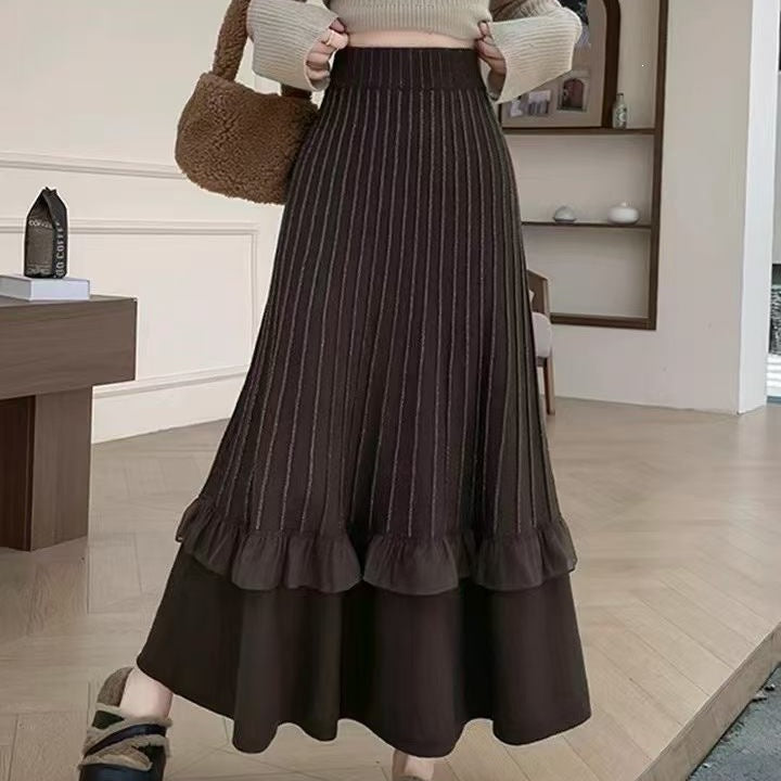 Damen Eleganter Maxi-Rock mit Volant und strukturiertem Design Drune