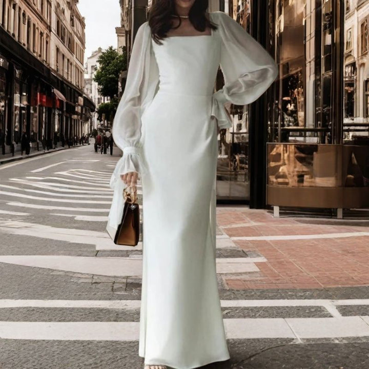 Damen Elegantes Maxikleid mit transparenten Puffärmeln und weitem Schnitt Drune