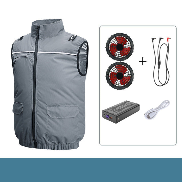 Unisex nan leichte kühlende Arbeitsweste mit integrierten Ventilatoren und externem Akku Drune