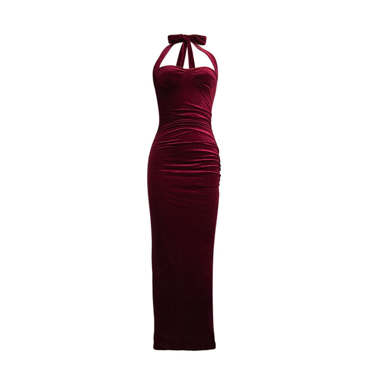 Damen figurbetontes Abendkleid mit elegantem Herzausschnitt und gerafftem Design Drune