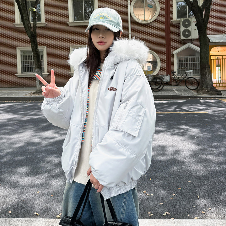 Damen Sportliche Winterjacke mit abnehmbarem Kunstfellkragen und praktischen Taschen Drune