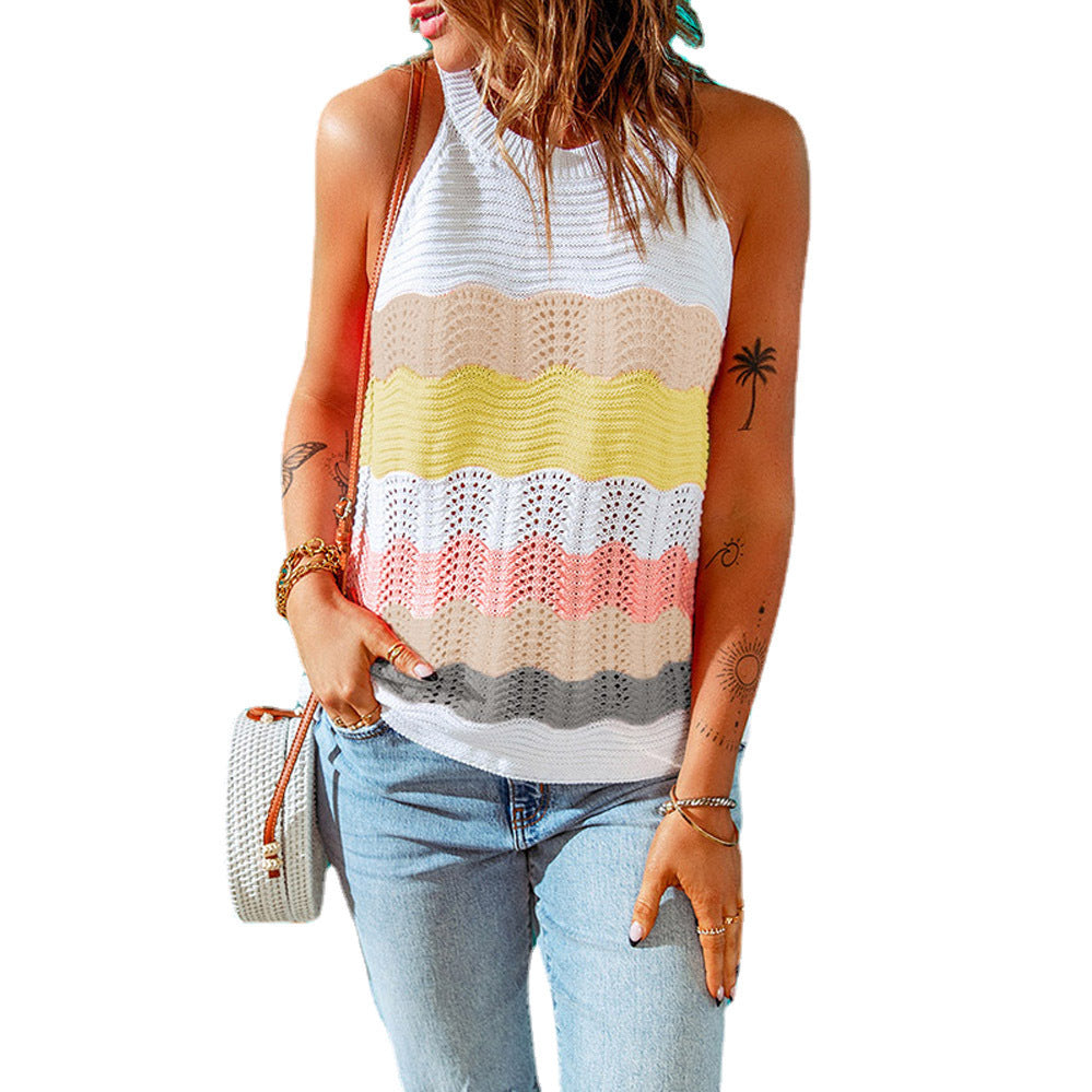 Damen lässiges Stricktop mit kreativem Wellenmuster und luftiger Passform Drune