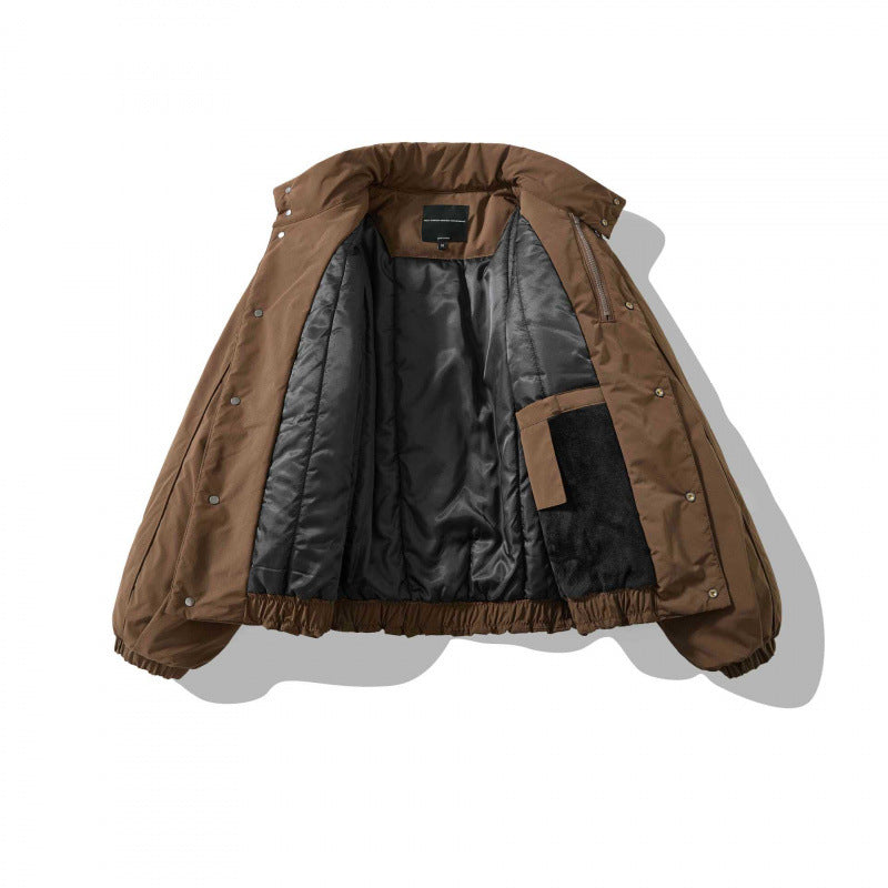 Unisex Weitgeschnittene wattierte Kurzjacke mit hohem Stehkragen und Elastiksäumen Drune