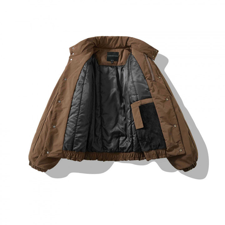 Unisex Weitgeschnittene wattierte Kurzjacke mit hohem Stehkragen und Elastiksäumen Drune