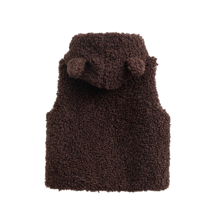 Damen nan kuschelige Teddyweste mit Kapuze und Reißverschluss Drune