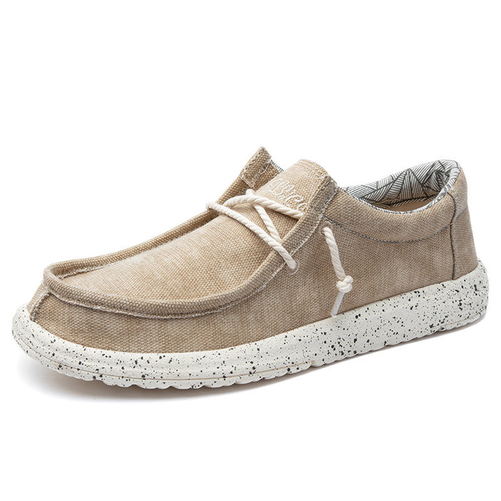 Herren Legerer Canvas-Mokassin-Slipper mit geflochtener Schnürung und gefleckter EVA-Sohle Drune