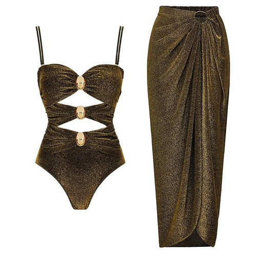 Damen Glamouröser Einteiler Badeanzug mit raffinierten Cut-Out-Details Drune