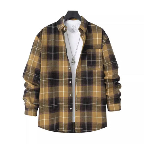 Herren Flanellhemd mit modernem Karo-Muster und Brusttasche Drune