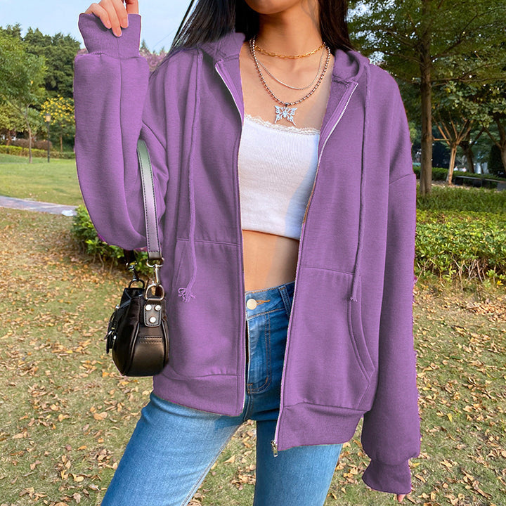 Damen lässige Kapuzenjacke mit großzügigen Taschen Drune