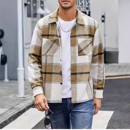 Herren lässige Karomuster Hemdjacke Drune