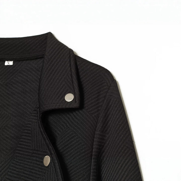Damen Kurzjacke im Bikerstil mit asymmetrischem Reißverschluss und strukturierter Webstruktur Drune