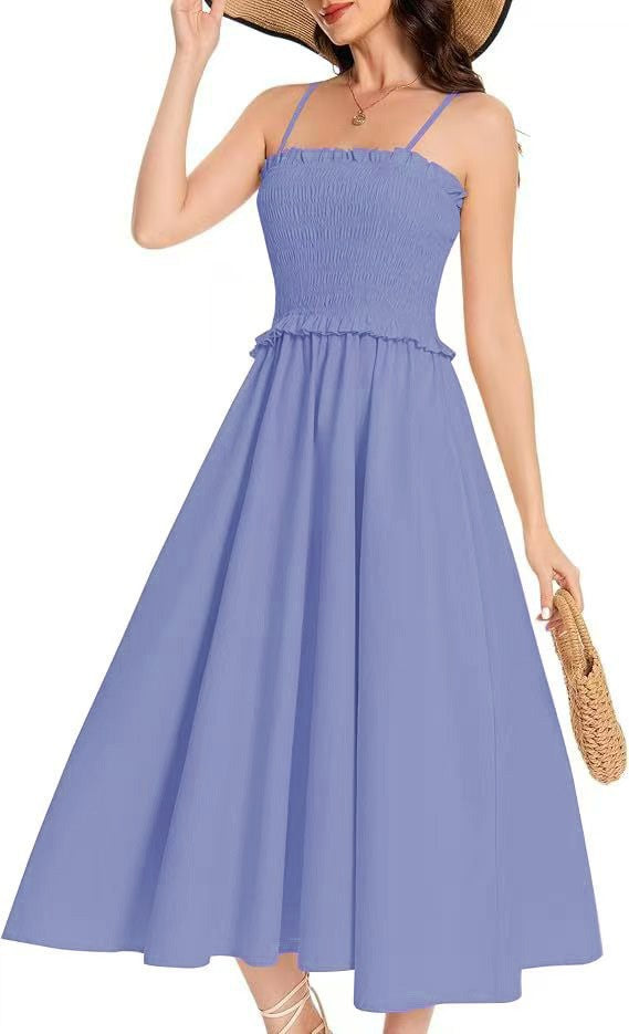 Damen Maxikleid mit geschnürtem Oberteil und fließendem Rock Drune