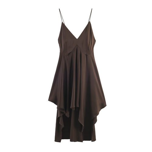 Damen Maxikleid mit elegantem asymmetrischen Saum und feinem V-Ausschnitt Drune