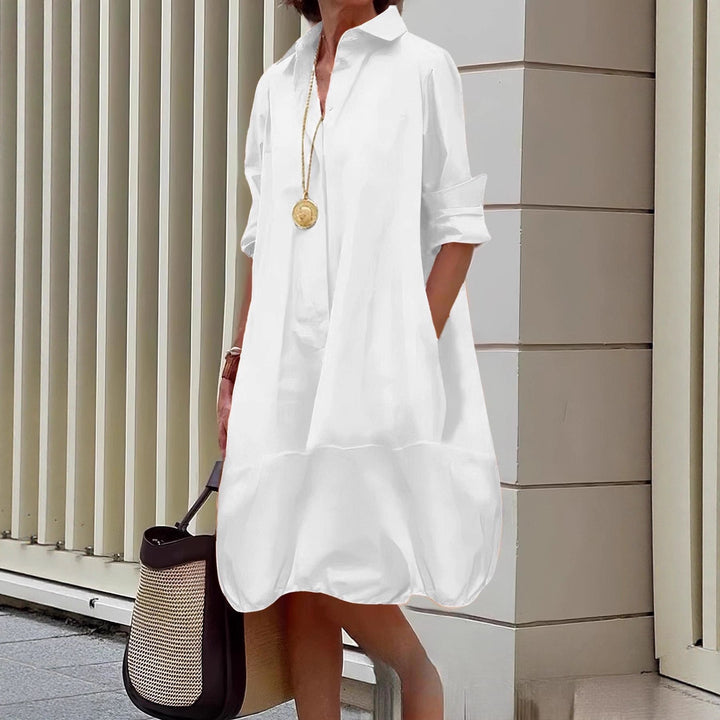 Damen Lässiges Hemdblusenkleid mit weit geschnittenem Saum Drune