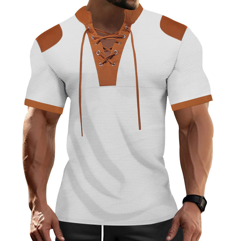 Herren sportliches Kurzarm-Shirt mit modischem Latz Drune