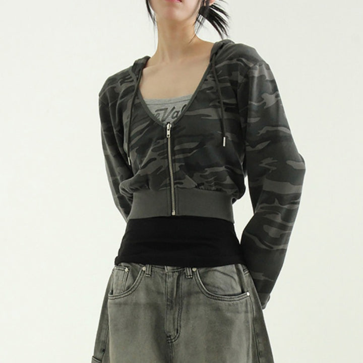 Damen sportlicher cropped Zip-Hoodie Drune