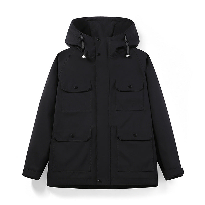Herren wasserabweisende Field-Jacke mit Kapuze und Multifunktions-Taschen Drune