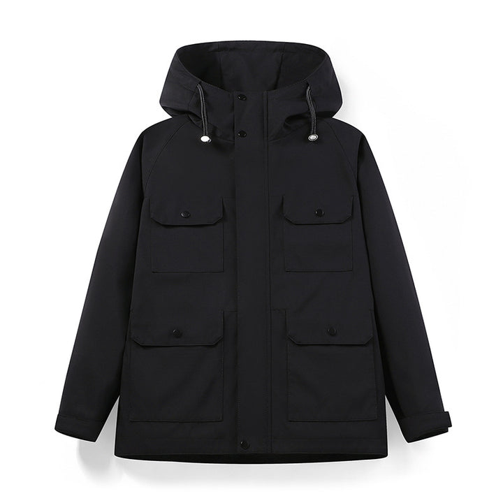 Herren wasserabweisende Field-Jacke mit Kapuze und Multifunktions-Taschen Drune