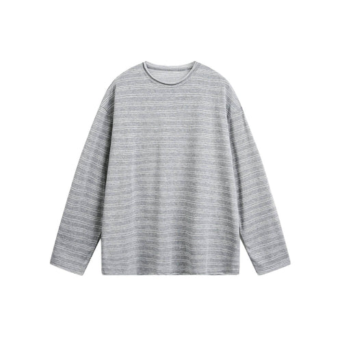 Unisex Oversize-Langarmshirt aus feinem Baumwollmix mit dezenter Streifenstruktur Drune
