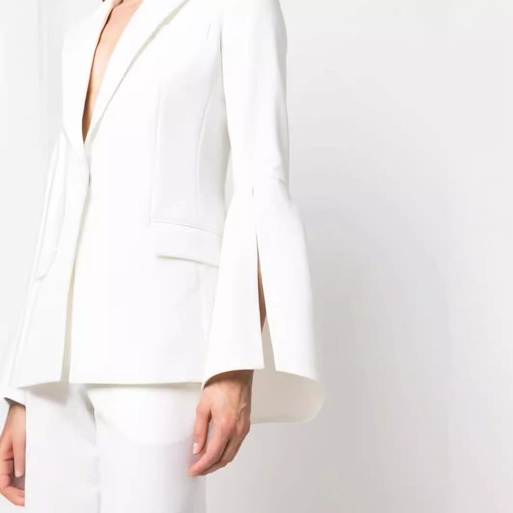 Damen Zweiteiliger Tailoring-Anzug mit tailliertem Einreiher und ausgestellten Ärmelabschlüssen Drune