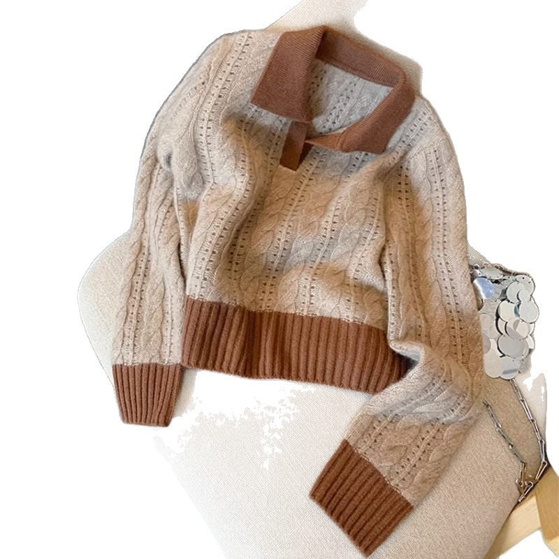 Damen Strickpullover mit Kragen Drune
