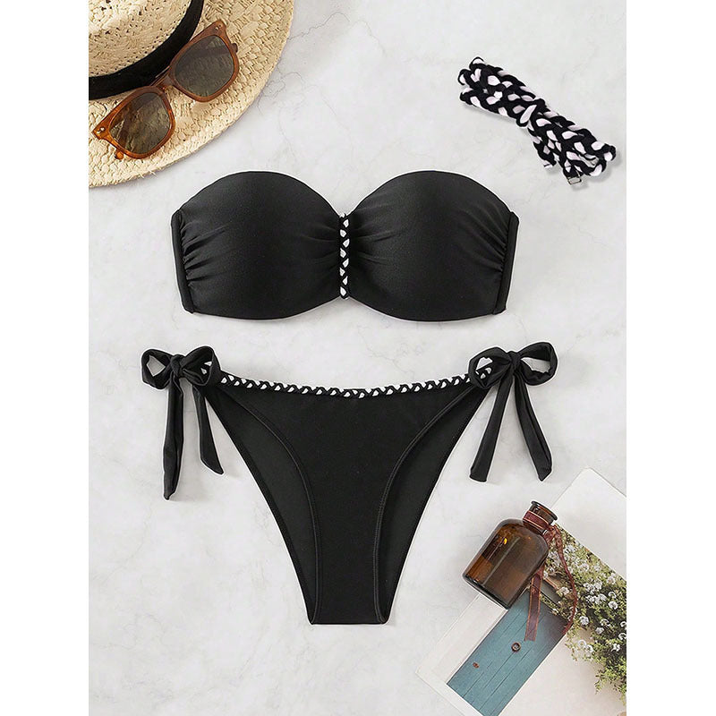 Damen Bandeau-Bikini mit verspieltem Schleifendetail Drune