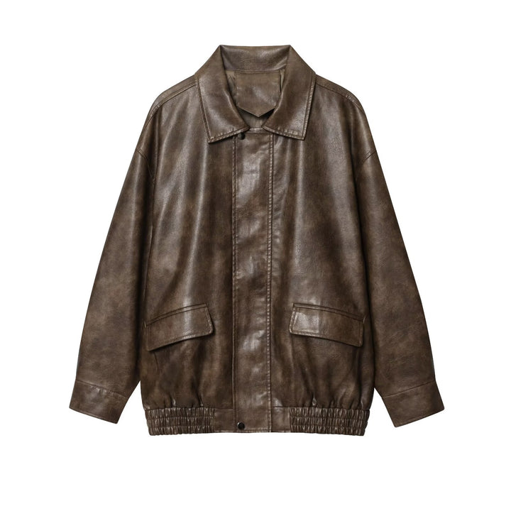 Damen elegante Kunstlederjacke Drune