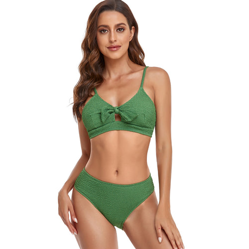 Damen Bikini-Set mit verspieltem Knoten und hoch geschnittenem Unterteil Drune